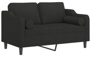 Sofa 2-osobowa z poduszkami, czarna, 120 cm, tkanina