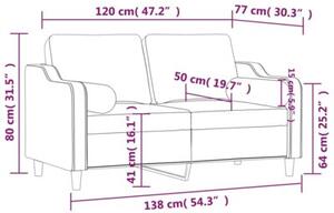 Sofa 2-osobowa z poduszkami, czarna, 120 cm, tkanina
