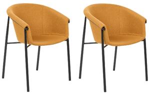 Zestaw 2 krzeseł do jadalni tapicerowane głębokie siedzisko nowoczesne pomarańczowe Ames Beliani