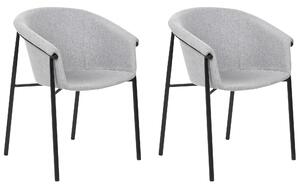 Zestaw 2 krzeseł do jadalni tapicerowane głębokie siedzisko nowoczesne szare Ames Beliani