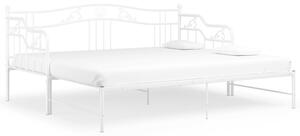 Sofa z wysuwaną ramą łóżka, biała, metalowa, 90x200 cm