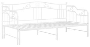 Sofa z wysuwaną ramą łóżka, biała, metalowa, 90x200 cm