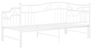 Sofa z wysuwaną ramą łóżka, biała, metalowa, 90x200 cm