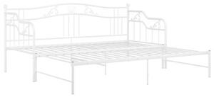 Sofa z wysuwaną ramą łóżka, biała, metalowa, 90x200 cm