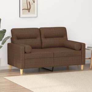 Sofa 2-osobowa z poduszkami, brÄ zowa, 120 cm, tkanina