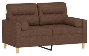 Sofa 2-osobowa z poduszkami, brÄ zowa, 120 cm, tkanina