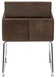 Zestaw 2 krzeseł brązowych tapicerowanych srebrne metalowe nogi płozy Gomez Beliani
