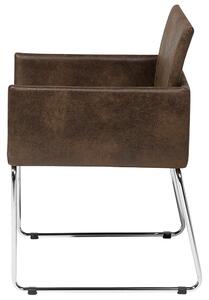 Zestaw 2 krzeseł brązowych tapicerowanych srebrne metalowe nogi płozy Gomez Beliani