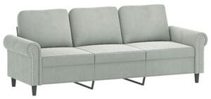 Sofa 3-osobowa z poduszkami, jasnoszara, 180 cm, aksamit