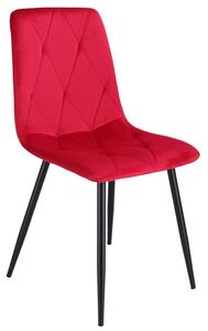 Czerwone welurowe krzesło do stołu - Ormo