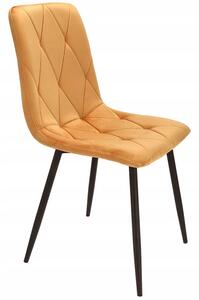 Musztardowe pikowane krzesło welurowe - Ormo