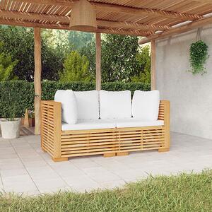 Drewniana modułowa sofa ogrodowa z kremowymi poduszkami - Elira