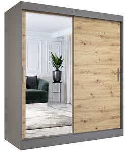 Szafa przesuwna antracyt + dąb artisan 180 cm B1-N24