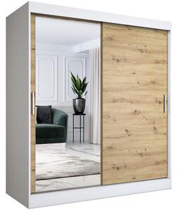 Szafa przesuwna biały + dąb artisan 180 cm T7-P38