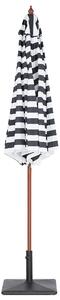 Parasol ogrodowy czarno-biały w pasy drewniany maszt składany 260 cm Ferentillo Beliani