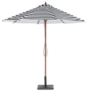 Parasol ogrodowy czarno-biały w pasy drewniany maszt składany 260 cm Ferentillo Beliani