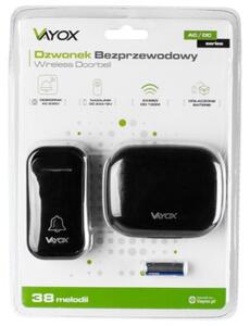 Dzwonek do drzwi furtki VAYOX VA0286 bezprzewodowy wodoodporny czarny