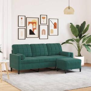 Sofa 3-osobowa z podnÃ³Å¼kiem, ciemnozielony, 180 cm, aksamit