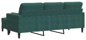 Sofa 3-osobowa z podnÃ³Å¼kiem, ciemnozielony, 180 cm, aksamit