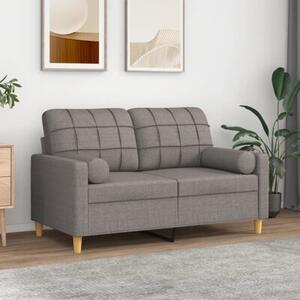 Sofa 2-osobowa z poduszkami, taupe, 120 cm, tkanina
