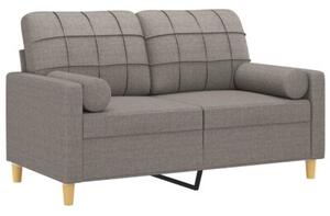 Sofa 2-osobowa z poduszkami, taupe, 120 cm, tkanina