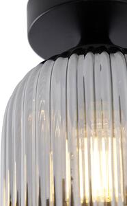 Lampa sufitowa w stylu art deco czarna ze szkłem dymnym - Banci Oswietlenie wewnetrzne