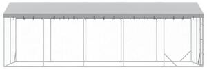 Kojec dla psa, z dachem, srebrny, 3x7,5x2,5 m, stal