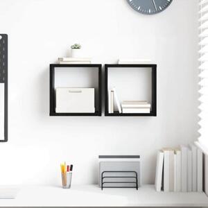 Półki ścienne z półką czarny dąb materiał drewnopochodny