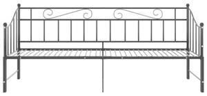 Sofa z wysuwaną ramą łóżka, czarna, metalowa, 90x200 cm