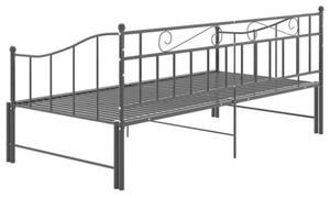 Sofa z wysuwaną ramą łóżka, czarna, metalowa, 90x200 cm