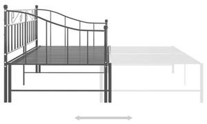 Sofa z wysuwaną ramą łóżka, czarna, metalowa, 90x200 cm
