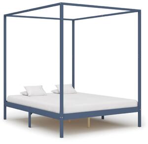 Rama łóżka z baldachimem, 2 szuflady, szara, sosna, 160x200 cm
