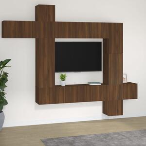 Zestaw 9 szafek TV, brązowy dąb, materiał drewnopochodny