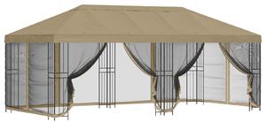 Altana z bokami 6 x 3 m Beżowy Poliester i Stal 190 gsm