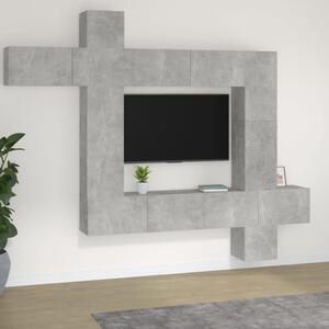 Zestaw 9 szafek TV, szarość betonu, materiał drewnopochodny