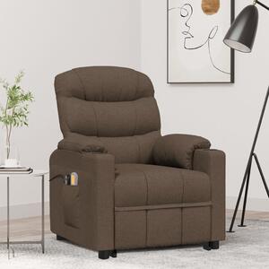 Podnoszony fotel masujący, brązowy, obity tkaniną