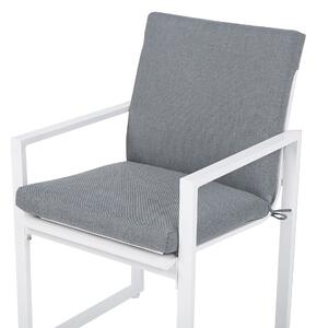 Zestaw 4 krzeseł ogrodowych metalowa rama poduchy siedziskowe biały szary Pancole Beliani
