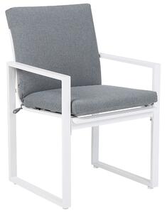 Zestaw 4 krzeseł ogrodowych metalowa rama poduchy siedziskowe biały szary Pancole Beliani