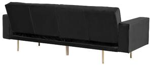 Retro sofa kanapa 3-osobowa rozkładana tapicerowana welurowa czarna Visnes Beliani