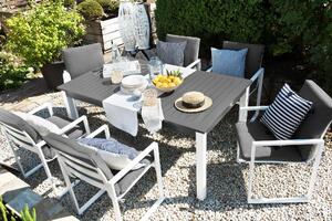 Zestaw 6 krzeseł ogrodowych metalowa rama poduchy siedziskowe biały szary Pancole Beliani
