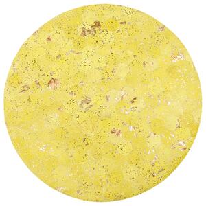 Dywan żółty skórzany okrągły ø 140 cm patchwork wzór geometryczny Zeytin Beliani