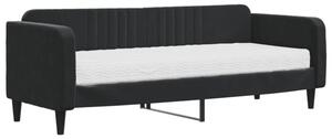 Sofa z materacem do spania, czarna, 80x200 cm, aksamit