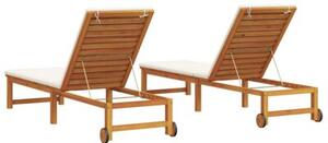 Leżak 2 szt. brązowy 202 x 53 x 89 cm lite drewno akacji