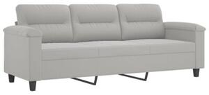 Sofa 3-osobowa z poduszkami, jasnoszara, 180 cm, mikrofibra