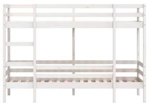 Łóżko piętrowe, białe, 80x200 cm, lite drewno sosnowe