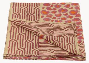Ręcznie wykonany koc z bawełny z torbą Pink Leopard