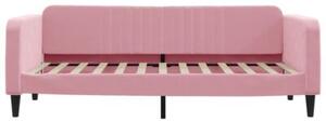 Sofa z materacem do spania, różowa, 90x200 cm, aksamit