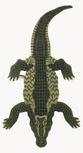 Ręcznie tuftowany dywan z wełny z długim włosiem Coolio Crocodile
