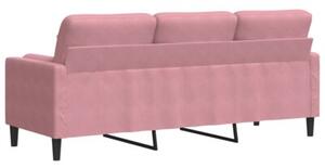 Sofa 3-osobowa z poduszkami, rÃ³Å¼owa, 180 cm, aksamit