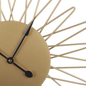 Okrągły zegar wiszący ø50 cm metalowy bez cyfr kształt słońca złoty Belfart Beliani
